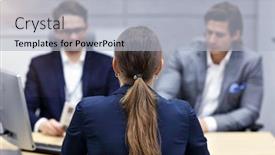  Presentation with interview - PPT layouts featuring business-interview-in-modern-office background and a light gray colored foreground