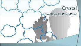  Presentation with cloud computing - Colorful slides enhanced with business it manager drawing cloud backdrop and a  colored foreground