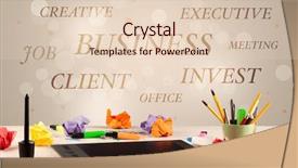  Presentation with business office desk - PPT layouts consisting of business job office concept with close up wooden desk and materials papers and electronic equipement background and a lemonade colored foreground