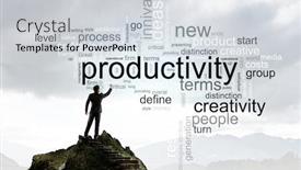  Presentation with business success - PPT theme with business-keys-for-success-mixed background and a light gray colored foreground