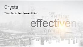  Presentation with cityscape - Beautiful PPT theme featuring business-keywords-collage-on-cityscape backdrop and a white colored foreground