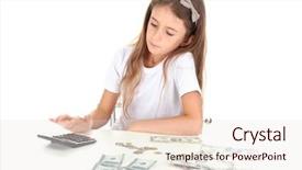  Presentation with swimming beautiful girl swims underwater - Slide deck enhanced with business kids - beautiful little girl with money background and a lemonade colored foreground