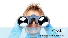  Presentation with isolated paw prints over white - PPT theme with business kids - curious little boy is looking background and a arctic colored foreground