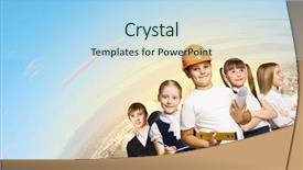  Presentation with education - Slide deck with business kids - group of pupils holding items background and a light blue colored foreground