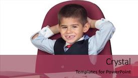  Presentation with office - PPT layouts featuring business kids - little businessman relaxed background and a violet colored foreground