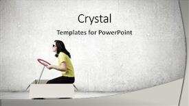  Presentation with box carton - Presentation theme having business kids - young funny woman riding background and a white colored foreground