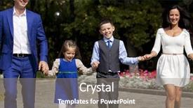  Presentation with walking young wild jaguar - Colorful slide set enhanced with business kids - young happy family walking backdrop and a gray colored foreground