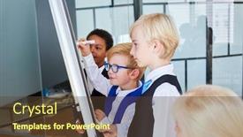  Presentation with whiteboard kids - Beautiful presentation design featuring business-kids-or-students backdrop and a tawny brown colored foreground