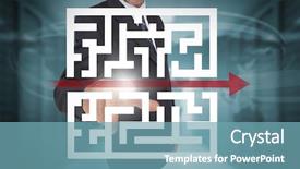  Presentation with coding binary code blue polygonal - Amazing slide deck having business labyrinth - businessman touching futuristic qr code backdrop and a teal colored foreground