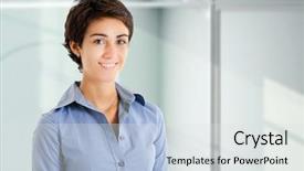  Presentation with rock minerals portrait - Amazing presentation theme having business lady - young businesswoman portrait backdrop and a  colored foreground