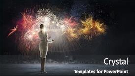  Presentation with elegant business social media - Presentation with business lady outdoors mixed media background and a dark gray colored foreground