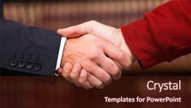  Presentation with giving - Cool new slides with business law - businessman giving an handshake backdrop and a tawny brown colored foreground