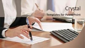  Presentation with working together - Beautiful theme featuring business law - colleagues working together in office backdrop and a lemonade colored foreground