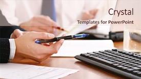  Presentation with working together - Slide deck featuring business law - colleagues working together in office background and a lemonade colored foreground