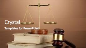  Presentation with law books - Presentation design enhanced with business law - golden scales of justice gavel background and a coral colored foreground