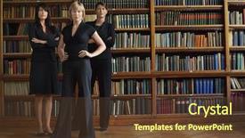  Presentation with confident - Cool new slide deck with business law - three confident female lawyers standing backdrop and a tawny brown colored foreground