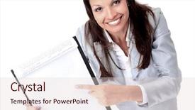  Presentation with contract farming - Audience pleasing presentation theme consisting of business law - young businesswoman showing contract backdrop and a lemonade colored foreground