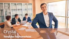  Presentation with law firm - Audience pleasing PPT theme consisting of business-lawyers-workers-meeting backdrop and a coral colored foreground