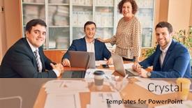  Presentation with law firm - Colorful slides enhanced with business-lawyers-workers-meeting backdrop and a coral colored foreground