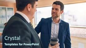  Presentation with law firm - Cool new slide set with business-lawyers-workers-meeting backdrop and a navy blue colored foreground