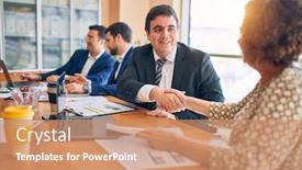  Presentation with law firm - Beautiful presentation design featuring business-lawyers-workers-meeting backdrop and a coral colored foreground