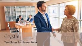  Presentation with law firm - Presentation theme enhanced with business-lawyers-workers-meeting background and a coral colored foreground