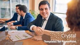  Presentation with law firm - Audience pleasing PPT theme consisting of business-lawyers-workers-meeting backdrop and a coral colored foreground