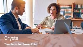  Presentation with law firm - Colorful presentation design enhanced with business-lawyers-workers-meeting backdrop and a coral colored foreground