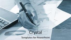  Presentation with fountain pen and inkpot - Colorful PPT theme enhanced with business learning point - businessman hand with pen backdrop and a  colored foreground