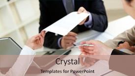  Presentation with forensic science document examination - Beautiful PPT theme featuring business letter - businessman giving document to his backdrop and a coral colored foreground