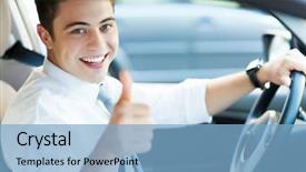  Presentation with sleepy yawning man driving car - Audience pleasing PPT layouts consisting of business license - man in a car backdrop and a light blue colored foreground