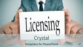  Presentation with signboard - Cool new slide set with business license - man wearing a suit sitting backdrop and a sky blue colored foreground