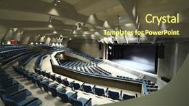  Presentation with congress - Audience pleasing slide deck consisting of business light blue - interior of a congress palace backdrop and a tawny brown colored foreground