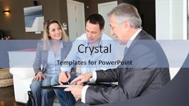  Presentation with real estate investment - Audience pleasing presentation theme consisting of business loan - couple with real-estate agent signing backdrop and a light blue colored foreground