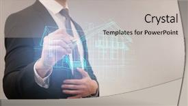  Presentation with business loan - Presentation theme consisting of business loan - real estate agent drawing house background and a light gray colored foreground