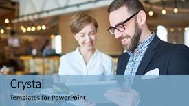  Presentation with restaurant menu - Amazing PPT layouts having business lunch from electronic menu backdrop and a light blue colored foreground