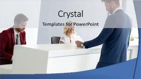  Presentation with look - Presentation theme enhanced with business male guest on reception background and a lemonade colored foreground