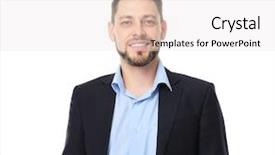  Presentation with confident - PPT theme enhanced with business man - confident young manager on white background and a sky blue colored foreground