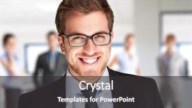  Presentation with team - Theme enhanced with business man - portrait of an handsome businessman background and a dark gray colored foreground