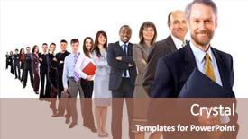 Presentation with team - Beautiful PPT layouts featuring business man and his team backdrop and a coral colored foreground