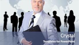  Presentation with team - Amazing PPT layouts having business man and his team backdrop and a  colored foreground
