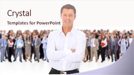  Presentation with team - Slide deck enhanced with business man and his team background and a lemonade colored foreground