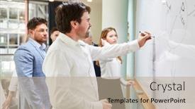  Presentation with team planning - Theme consisting of business-man-and-team background and a mint green colored foreground