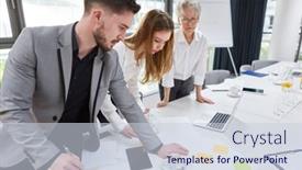  Presentation with conference table - PPT theme with business-man-as-a-start background and a lemonade colored foreground