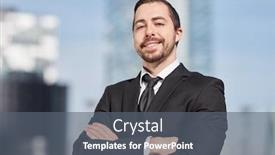  Presentation with entrepreneur - Colorful slide set enhanced with business man as a successful entrepreneur with crossed arms backdrop and a gray colored foreground