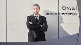  Presentation with self - Slide deck enhanced with business man as self-confident background and a  colored foreground