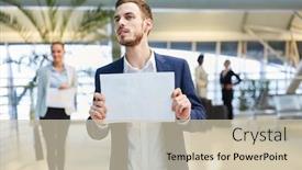  Presentation with airport - Slide deck with business-man-at-the-airport background and a soft green colored foreground