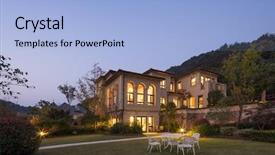  Presentation with business report - Presentation design enhanced with business man checking finance report background and a light blue colored foreground