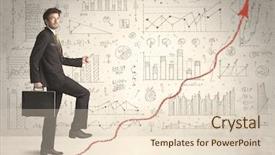 Presentation with climbing stairs - Audience pleasing PPT theme consisting of business man climbing on red backdrop and a lemonade colored foreground