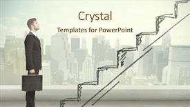  Presentation with climbing stairs - Slides having business man climbing up background and a cream colored foreground